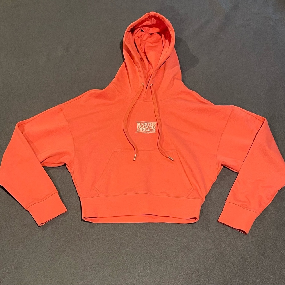 Marithe &‎ Francois Girbaud cropped hoodie women’s size small EUC coral